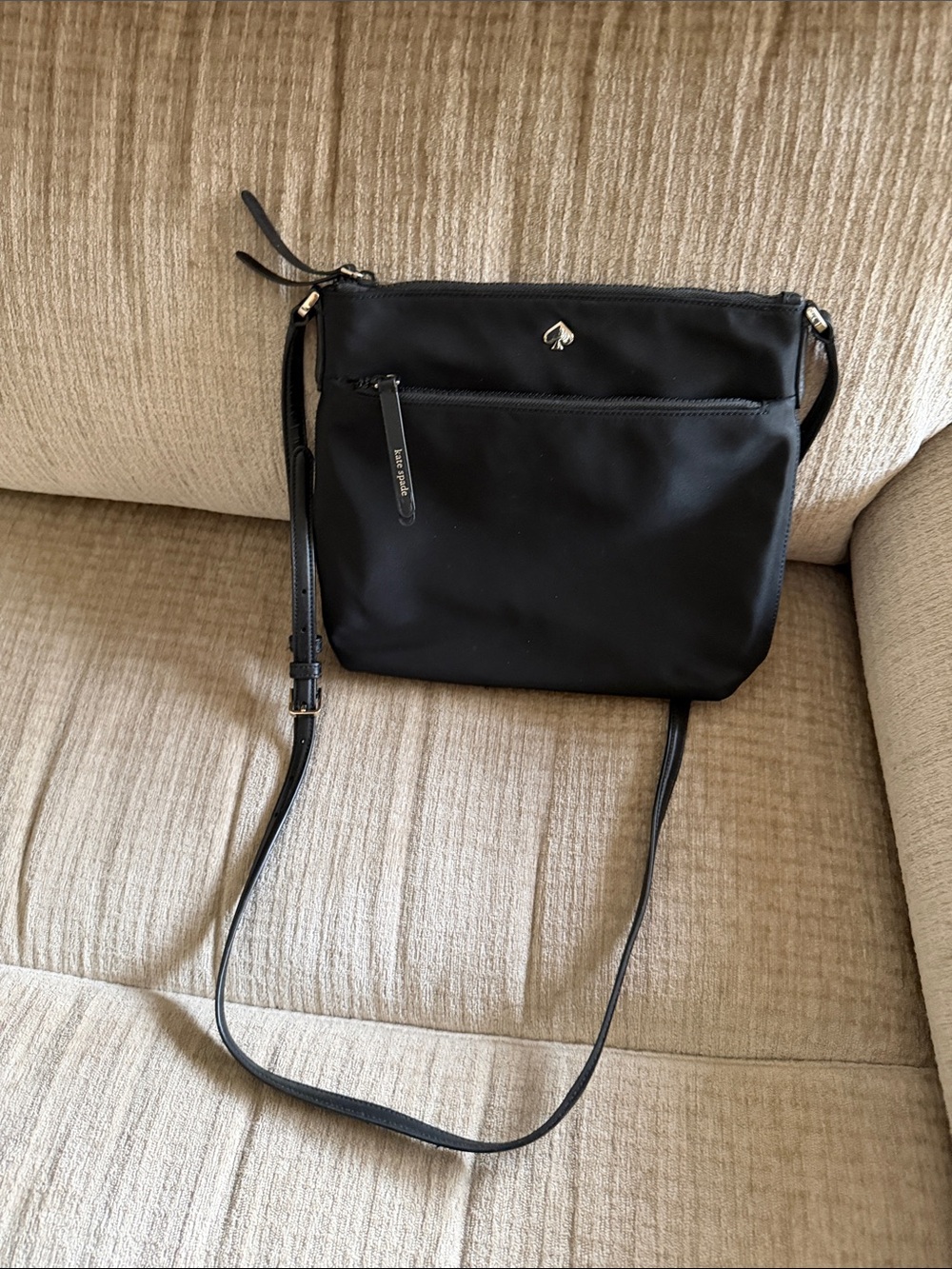 kate spade Black Nylon Crossbody with Gold Logo